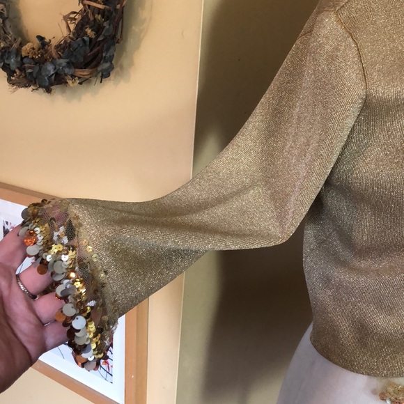 Vtg JOSEPH A Paris-Lisbon-NY sz XL Metallic Topper Elegant Netting Sequin NEW - Picture 16 of 17